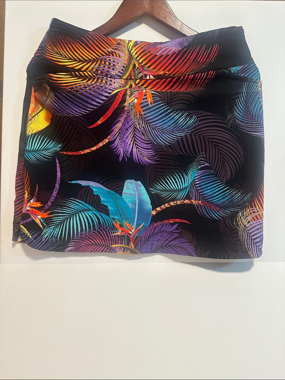 TRIBAL Golf Tennis Skirt Swim Cover-Up Black with Multicolor Tropical Palms